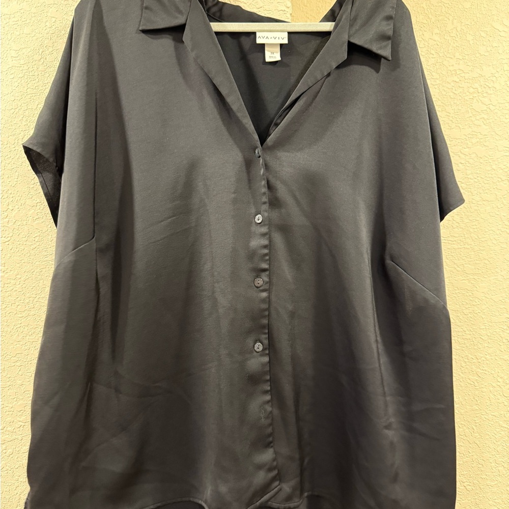 Satin oversized black blouse